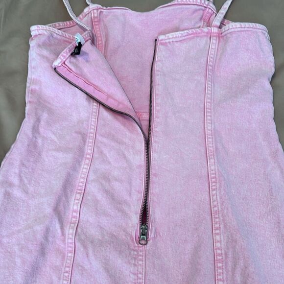 Divided size M zip back spaghetti strap pink denim dress - Picture 7 of 11